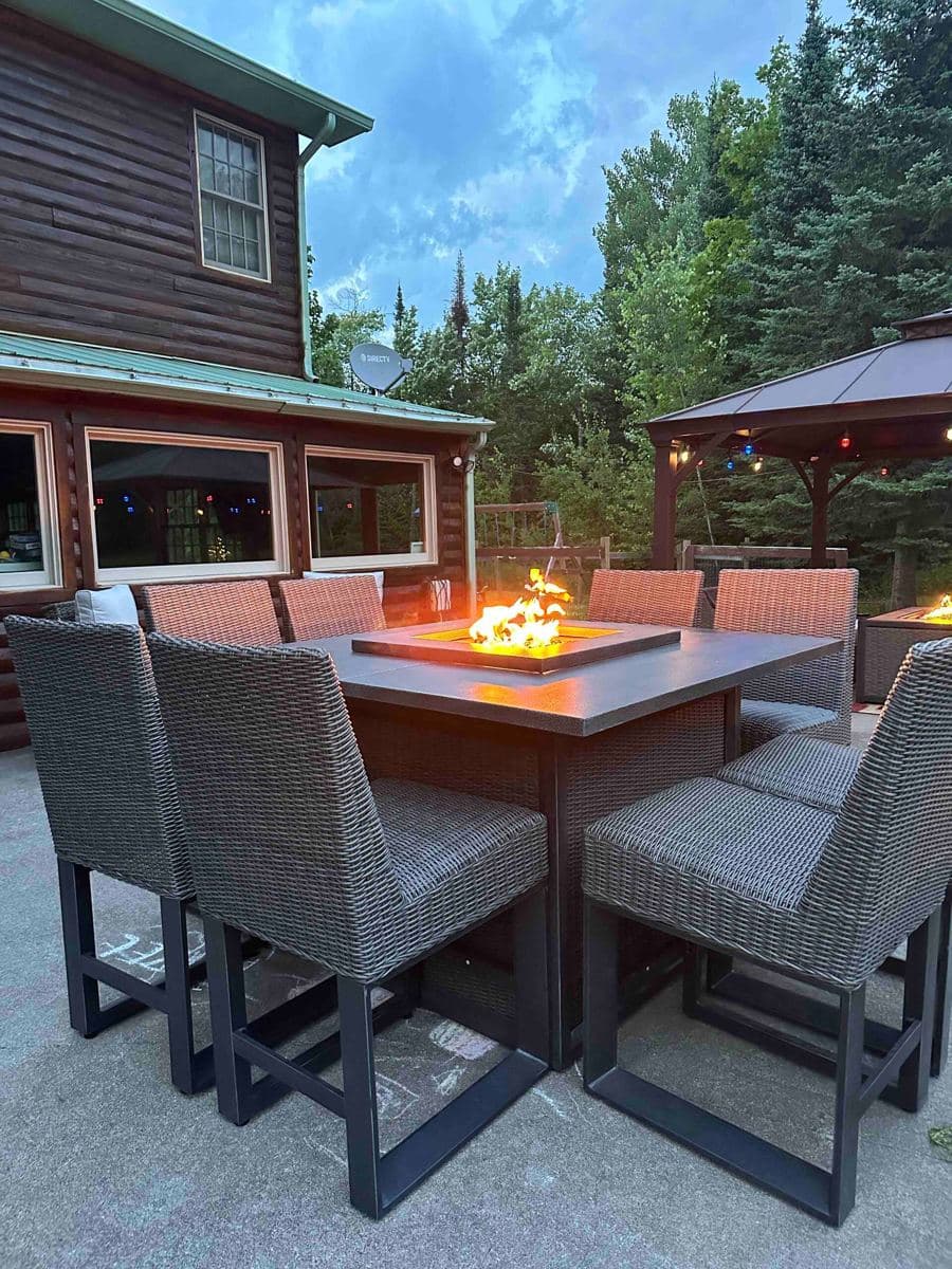 outside patio area that seats up to 25 people.