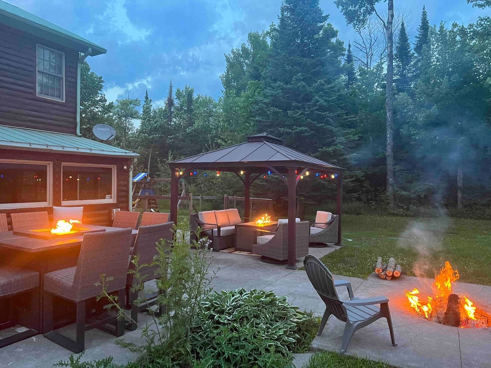 Fire tables at dusk